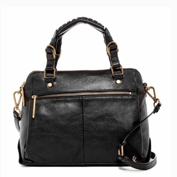 ELLIOT LUCCA Black Leather Bag W Crossbody Strap EXC - Picture 2 of 8